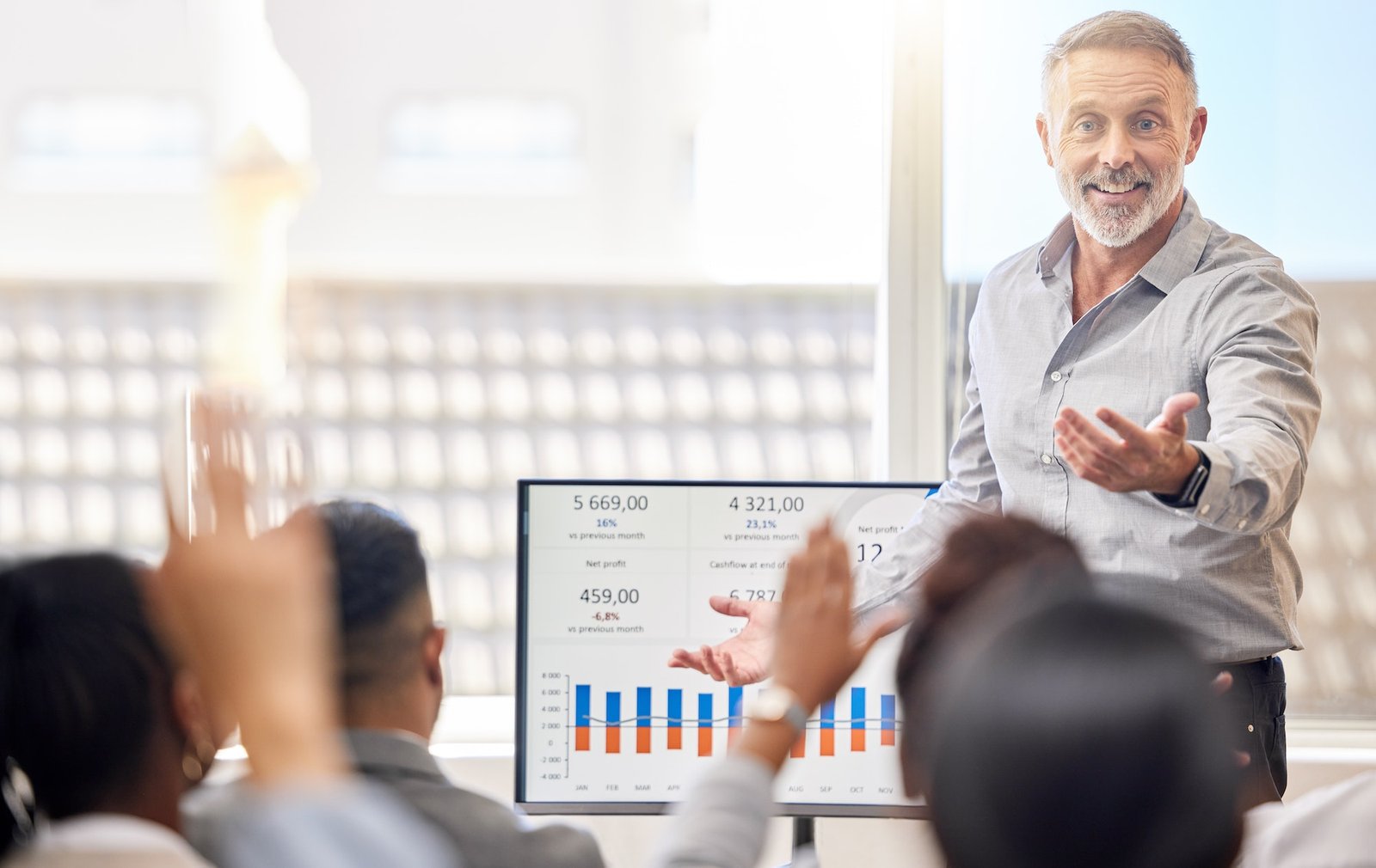 Cropped shot of a handsome mature businessman giving a presentation in the conference room